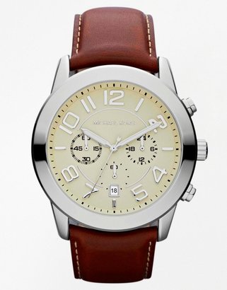 Michael Kors Mercer Chronograph Brown Leather Strap Watch MK8292