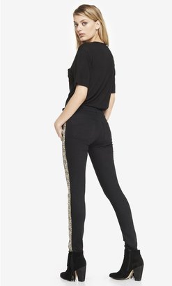 Express Mid Rise Aztec Embroidered Jean Legging