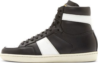 Saint Laurent Black Leather Court Classic High-Top Sneakers