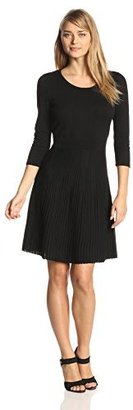 Anne Klein Women's Long Sleeve Scoop Neck Fit and Flare Sweater Dress