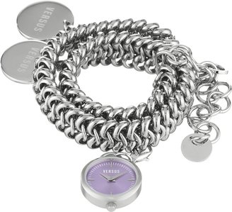 Versus By Versace Women's 3C73900000 Soft Double-Tour Stainless Steel Lilac Dial Charm Bracelet Watch