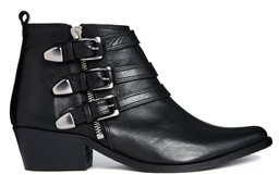 F-Troupe Leather Buckle Detail Pointed Boots