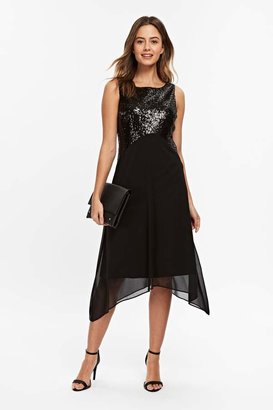 WallisWallis PETITE Black Embellished Asymmetric Dress