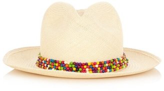 Sensi Classic Panama Beaded Straw Hat - Beige