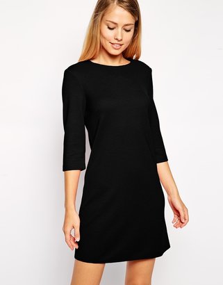 ASOS Shift Dress in Textured Rib with 3/4 Length Sleeves