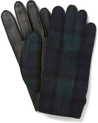 Lanvin Cashmere-Lined Check Leather Gloves