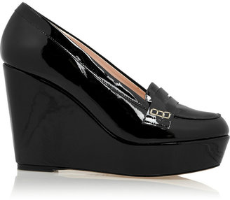 RED Valentino Patent-leather wedge loafers