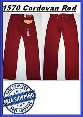 Levi's Levis Style# 501-1570 36 X 32 Cordovan Red Original Jeans Straight Pre Wash