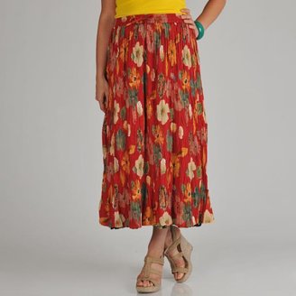 La Cera Women's Plus Size Reversible Printed Broomstick Skirt