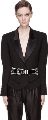 Balmain Black Satin Collar Blazer