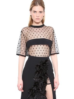 Ungaro Polka Dot Tulle And Cady Top