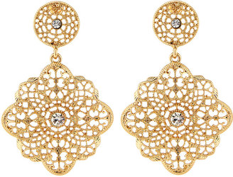 Lydell NYC Cutout Floral Crystal Drop Earrings
