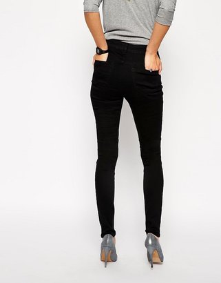 ASOS Ridley Skinny Jeans In Clean Black With Ripped Knees