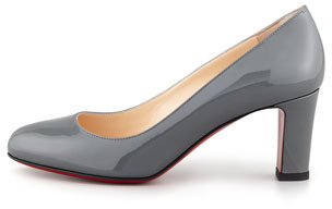 Christian Louboutin Mistica Low-Heel Red Sole Pump, Gray