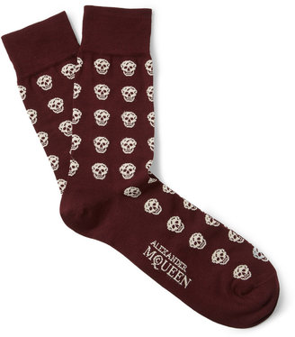 Alexander McQueen Skull-Patterned Cotton-Blend Socks