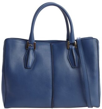 Tod's blue jean pebbled leather convertible top handle bag