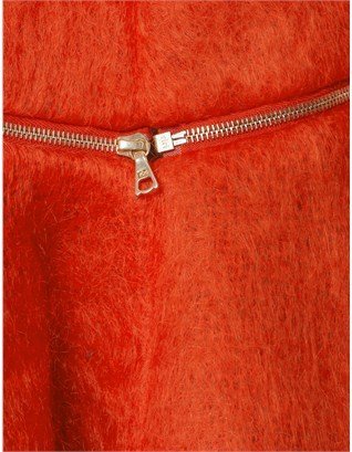Kaelen Red Mohair Zip Flounce Skirt