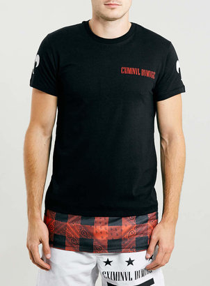 Criminal Damage Longer Length T-Shirt With Tartan Bottom*