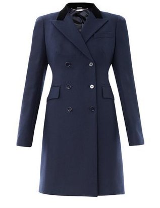 Alexander McQueen Velvet-collar wool coat
