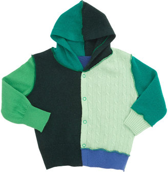 Agua Cashmere Patchwork Hooded Cardigan
