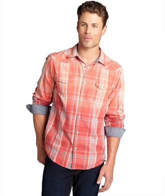 Just A Cheap Shirt red coral and indigo plaid snap front 'Sydney' button down shirt