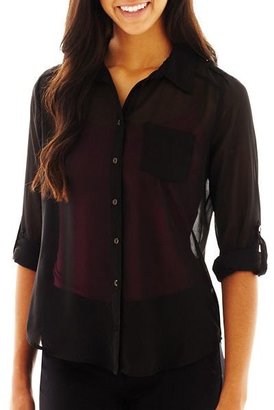 JCPenney BY AND BY by&by Button-Front Shirt