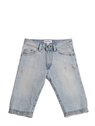 Diesel Kids - Bleached Cotton 5 Pocket Denim Shorts