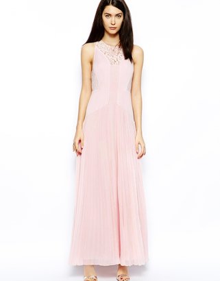 Whistles Gina Evening Dress with Lace Contrast