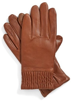 Echo Ruched Cuff Touch Screen Leather Gloves