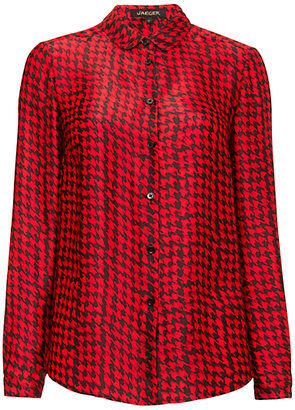 Jaeger Blurred Dogtooth Blouse, Black / Red