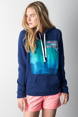 American Eagle Outfitters Navy Blue Graphic Hoodie