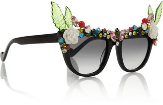 Swarovski Anna-Karin Karlsson Tropical crystal-embellished D-frame acetate sunglasses