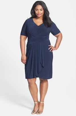 Adrianna Papell Ruched Waist Matte Jersey Dress (Plus Size)