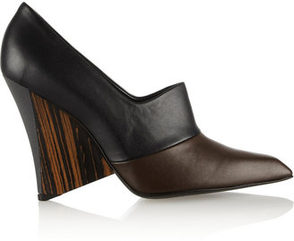 Stella McCartney Two-tone faux leather wedge pumps