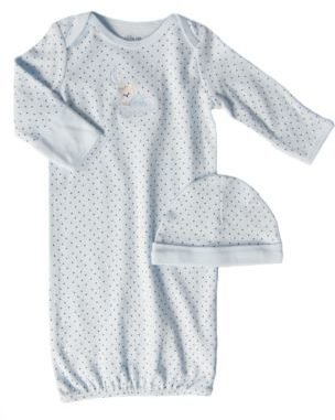 Little Me Newborn Boys 0-3 Months Blue Sleeping Bear Gown 2-Piece Set - Smart Value