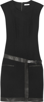 Helmut Lang Leather-trimmed stretch-ponte dress