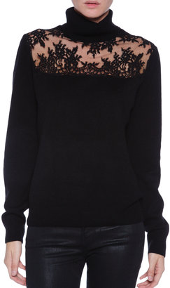 MICHELLE MASON Turtle Neck Sweater with Lace