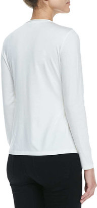 Lafayette 148 New York Rolled Neck Jersey Tee, Cloud