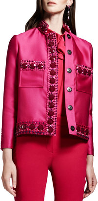 Lanvin Crystal-Embellished Duchesse Jacket, Pink