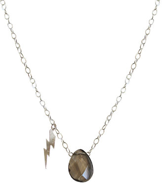 Femme Metale Jewelry Precious Teardrop Smokey Quartz Necklace