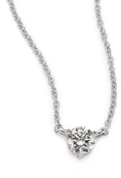 Kwiat Diamond & Platinum Small Solitaire Pendant Necklace