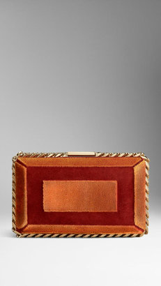 Burberry Chain-Detail Suede and Velvet Box Clutch