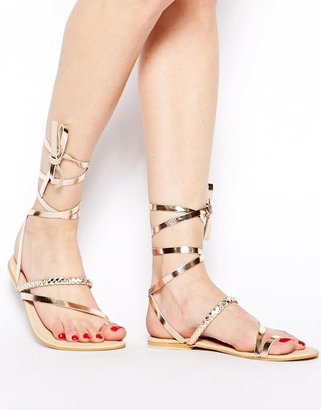 ASOS FAIRY Leather Flat Sandals