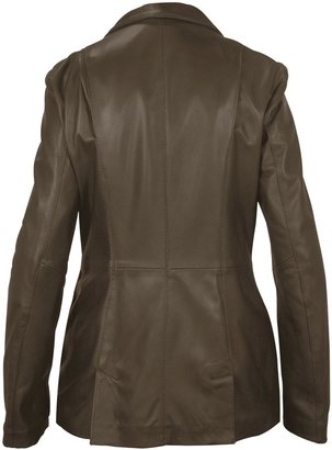 Forzieri Women's Dark Brown Leather Three-Button Jacket