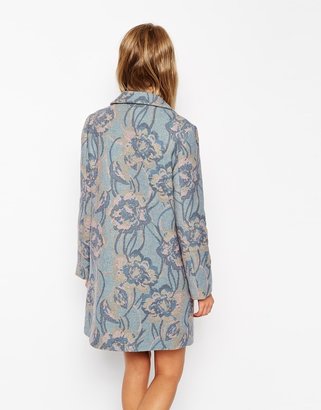 ASOS Swing Coat In Abstract Floral Print