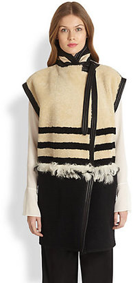 Chloé Leather-Trimmed Shearling Vest