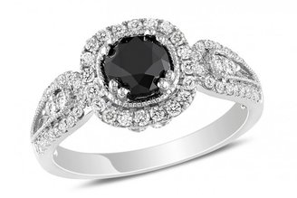 Ice 1 1/2 CT Black and White Diamond 14K White Gold Engagement Ring