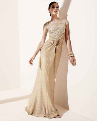 David Meister Shimmery Lace Gown
