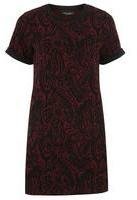 Dorothy Perkins Womens Wine pasiley roll shift dress- Red