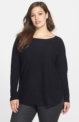 Halogen Shirttail Hem Cashmere Sweater (Plus Size)